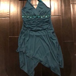 Teal halter party dress